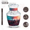 thumbnail image 2 of JAGASY Bike Small Urn for Sister, Blue Urn for Ashes Adult Male & Female, Sunset Cemetery Trees Decorative Urns for Human Ashes Keepsake, Memorial Cremation Urns for Brother, (3 Inch), 2 of 7