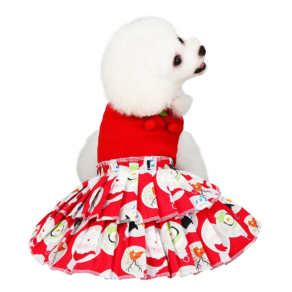 Xmarks Dog Christmas Cherry Dress Dog Christmas Costumes Girl Snowman