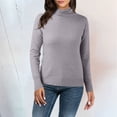 thumbnail image 2 of DHFJKG Women's Knit Sweaters Base Turtleneck Pullover Long Sleeve Slim Fit Solid Color Stretch Layering Top With Ribbing Edge Winter Cozy Jumper Tops, 2 of 4