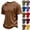 27# Brown, variant on Men's Casual Henley Shirts Classic Button Short Sleeve T-Shirt Summer Basic Lightweight Tees Tops Beach Vacation Clothes Yellow 4XL