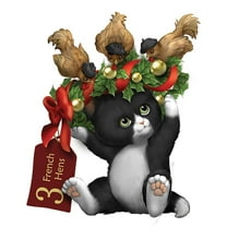 The Hamilton Collection 3 French Hens 12 Days of Christmas Cat Figurine by Kayomi Harai Christmas Decoration 2.5-Inches