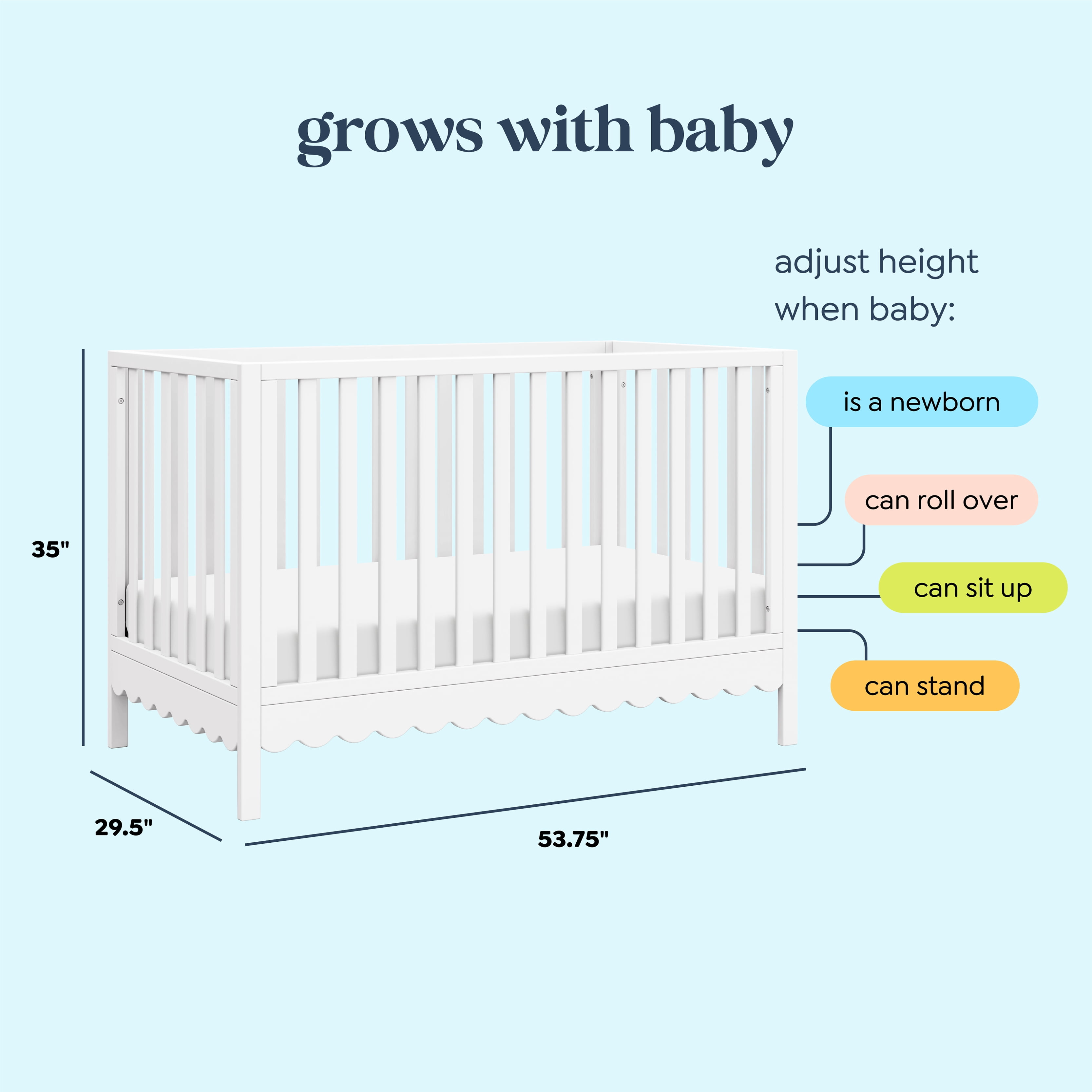 daVinci Sammy Scallop 4 in 1 Convertible Crib, White