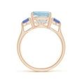 thumbnail image 2 of ANGARA Natural Cushion 2.7 ct Aquamarine & Trillion Tanzanite Three Stone Ring in 14K Rose Gold for Women (Size-9mm) | March Birthstone, Anniversary, Jewelry Gift for Women | Natural Aquamarine Ring, 2 of 10