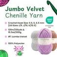 thumbnail image 6 of Size 7 Chenille Yarn, 300g/108yds Jumbo Velvet Yarn, 100% Polyester, Never Compressed to Keep Yarn Fluffy, 1 Pack, Each Skein - 10.5oz/300g, 108yds/120m, Lavender Latter Purple, Color 104, 6 of 8