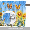 thumbnail image 6 of Spring Sunflower Daisy Kitchen Curtain Valances for Windows Farmhouse Short Curtains, Yellow Butterfly Retro Oil Painting Rod Pocket Valance Curtain for Bedroom Cafe Living Room 42"x12", 6 of 8