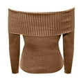 thumbnail image 6 of Women's Pullover Sweater Fall Off Shoulder Long Sleeve Ribbed Knit Fitted Tops Blouse for Casual Wear, 6 of 7