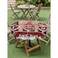 thumbnail image 3 of Outdoor Tablecloth with Umbrella Hole and Zipper, Valentine's Day Round Table Cloth 60 Inch Waterproof Tablecloth, Love Heart Romantic Roses Gnomes Wooden Picnic Table Cover for Patio Camping, 3 of 7