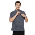 thumbnail image 4 of TOPTIE Short Sleeve Chef Coat Jacket Gray Lightweight Button Chef Uniform, 4 of 9