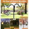 thumbnail image 5 of Meetop 76 Inch Double Shepherds Hook for Outdoor with 5 Prong Base, Adjustable Heavy Duty Bird Feeder Pole for Hanging Flower Basket, Plant Hanger, Solar Light Lanterns, Black, 5 of 6