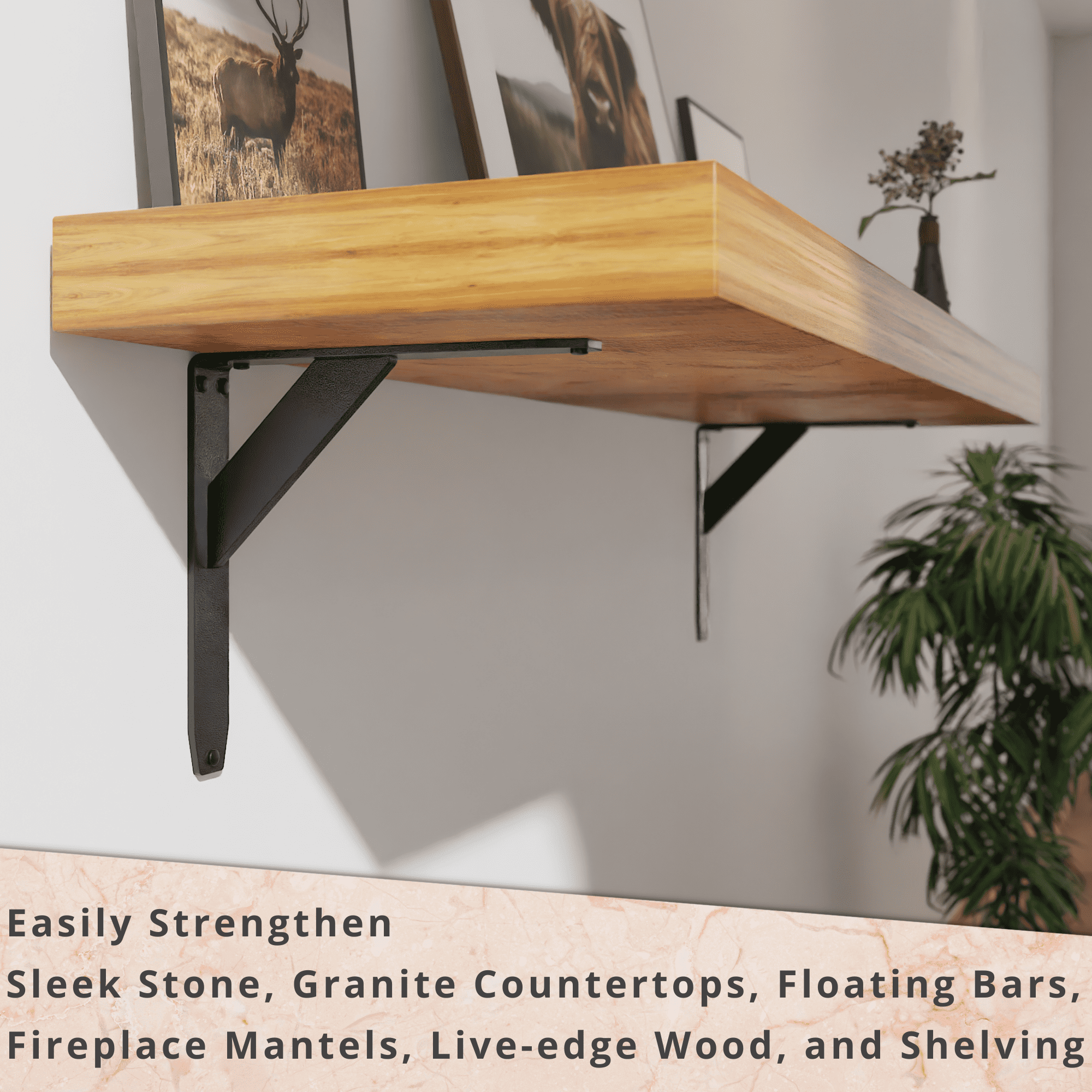 Jetstream Solid Heavy Duty Low Profile Welded Countertop Support Shelf Brackets Floating Shelf Discrete Slim 500 LB Capacity (2 Pack) / (4 Pack) (10" x 10" x 1.5", 2)