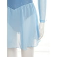 thumbnail image 6 of Aislor Girls' Figure Ice Skating Leotard Dress Shiny Rhinestones Long Sleeves Roller Skating Ballet Dancewear Sky Blue 6, 6 of 7