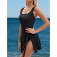 thumbnail image 6 of Asoul Scalloped Ribbed One-Piece Tummy Control Swimsuits for Women Wrap Tie Swim Dress Modest Bathing Suits with Skirts, 6 of 8
