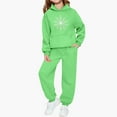 thumbnail image 2 of Fesfesfes Kids Winter Printed Hooded Sweatshirt with Cuffed Jogger Pants Fleece Lined Warm 2 Piece Set Boys Girls Casual Sporty Outfit Long Sleeve Hoodie Tracksuit(Mint Green#1,2-3 Years), 2 of 5