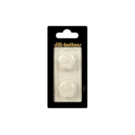 Flower Button - Dill Buttons 20mm 2pc Shank Flower White
