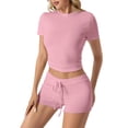 thumbnail image 3 of Short Set 2 Piece Sets Top & Loose Fit Shorts Womens Spring Outfits Women's Workout Sets, 3 of 5