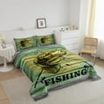 thumbnail image 2 of Big Pike Fish Comforter Set Hunting and Fishing Pattern Bedding Set ren Green Vintage Wooden Print Comforter Soft Decor Underwater Animals Theme Quilt Set King Size, 2 of 6