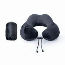 Portable inflatable travel neck pillow, super soft airplane travel neck pillow, suitable for sleeping on the plane, adjustable neck pillow, convenient to fold. Black