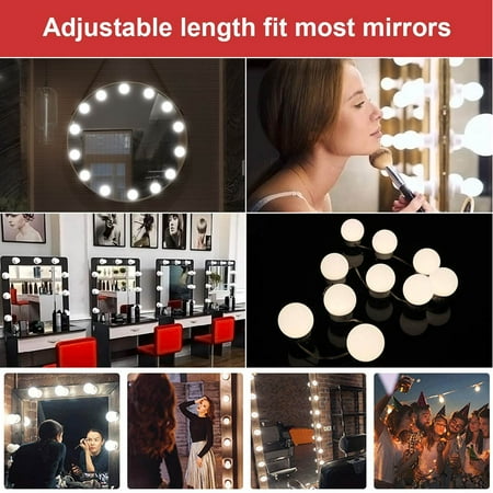 

LHomeove Make Up Mirror Lights LED Kit Hollywood Style 2/6/10/14 Bulbs LED Vanity Dimmable Mirror Lamp