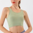 thumbnail image 2 of felwors High Neck Sports Bra for Women Longline Medium Impact Workout Crop Tank Tops Wirefree Padded Yoga Bra Gym (Light Green, L), 2 of 8