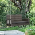 thumbnail image 2 of Outsunny 2-Person Outdoor Rattan Porch Swing Chair with Cushion and 7.2 ft Steel Chains, Grey, 2 of 10