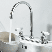 Zovajonia Chrome Two Handle Kitchen Faucet, High Arc 360° Swivel Spout Sink Faucet, Modern Commercial 3 Hole Kitchen Faucet, Plastic Body