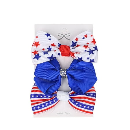

kpoplk Baby Head Band Bows 3pcs Toddler Infant Baby Boys Girls Independence Day 4th Of July Print Bow Toddler Wrap Headbands(K)