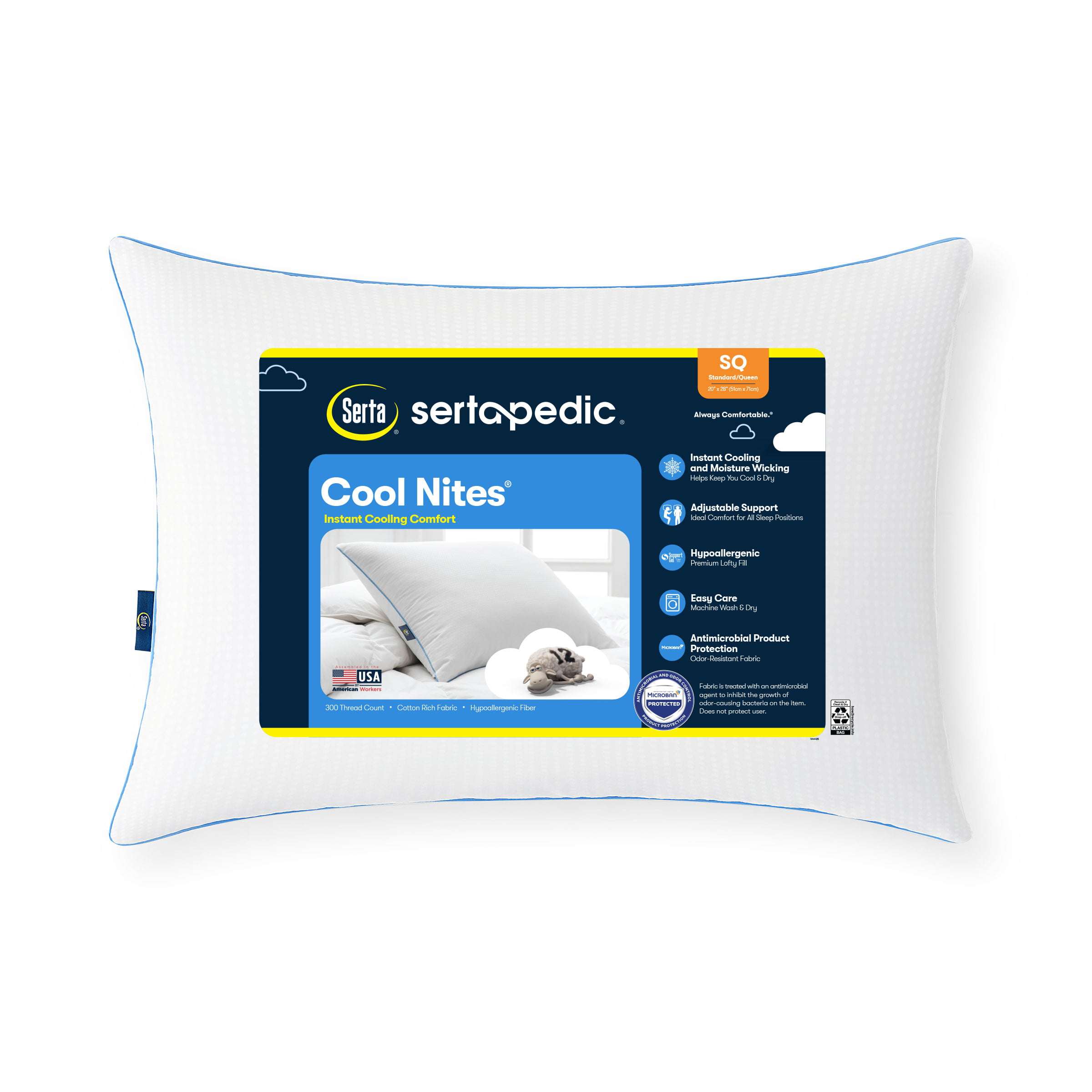 Sertapedic Cool Nites Bed Pillow, Standard/Queen