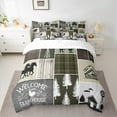 thumbnail image 2 of Manfei Farm Animal Horse 7-Piece Bedding Comforter Set,Gray Patchwork Plaid King Bedding Sets,Country Farmhouse Lodge Bed Sheets For Boy Kids,Microfiber Bedroom Decor, 2 of 8
