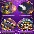 thumbnail image 4 of Gold Star Design Happy New Year Banner Firework Pattern 2026 New Year Display Colorful Balloons Gift Box Decor New Year Backdrop for New Year Party Holiday Celebration Indoor Decoration, 4 of 9