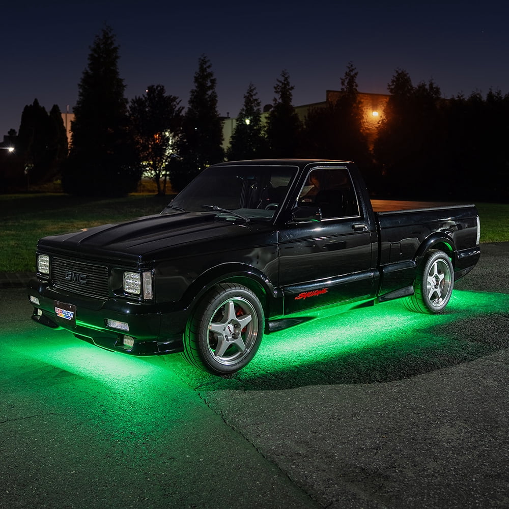 LEDGlow 6pc Green Flexible LED Slimline Truck Underbody Underglow Lighting Kit
