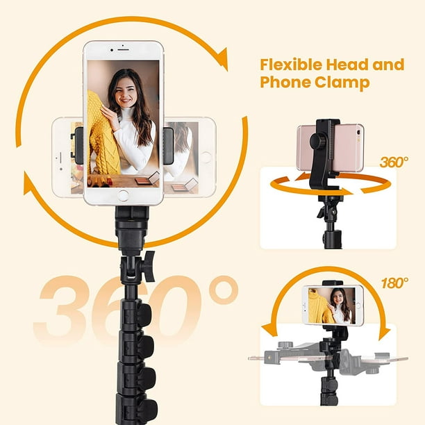 Borne à Selfie Support Smartphone et Tablette avec Lampe