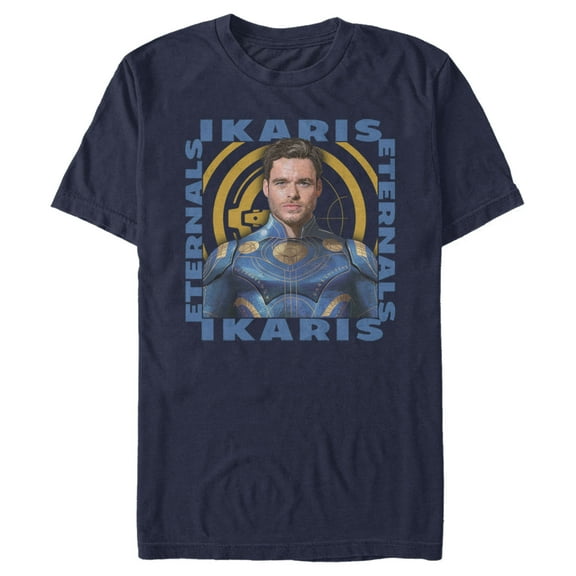 Men's Marvel Eternals Ikaris Hero Box Graphic Tee Navy Blue Small