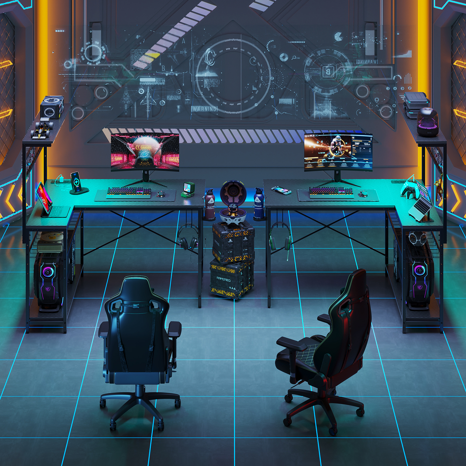 Bestier 51-Inch L-Shaped Gaming Desk with LED & Power Outlets photo 5
