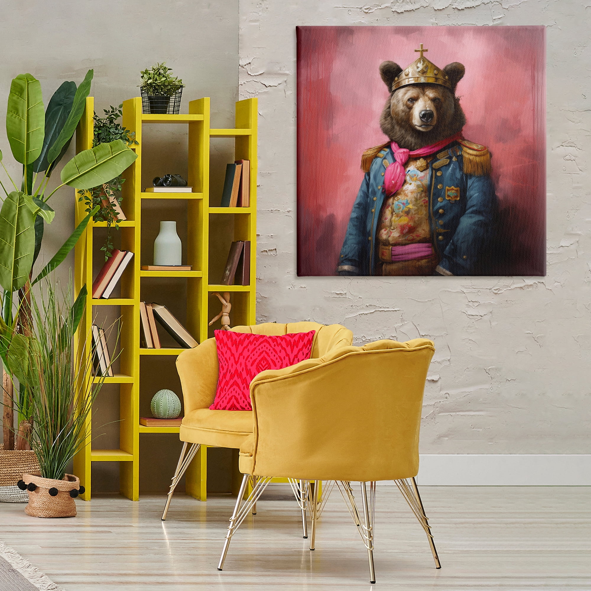 Stupell Industries Regal Bear Portrait Animals & Insects Painting Gallery Wrapped Canvas Art Print Wall Art, 36 x 36