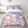 thumbnail image 2 of Homewish Cute Cartoon Axolotl 7pcs Bedding Comforter Set,Watercolor Coral Starfish Queen Bedding Sets,Pink Blue Queen Sheet Sets For Girls,Ultra Soft Home Decor Reversible, 2 of 8