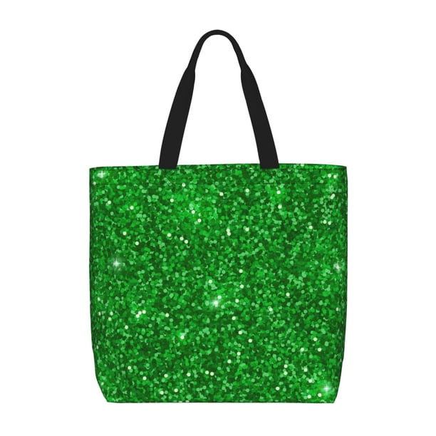 Easygdp Green Glitter Bolsa Tote para Mujer, Bolso de Hombro para Trabajo, Playa, Viajes, Compras y Supermercado