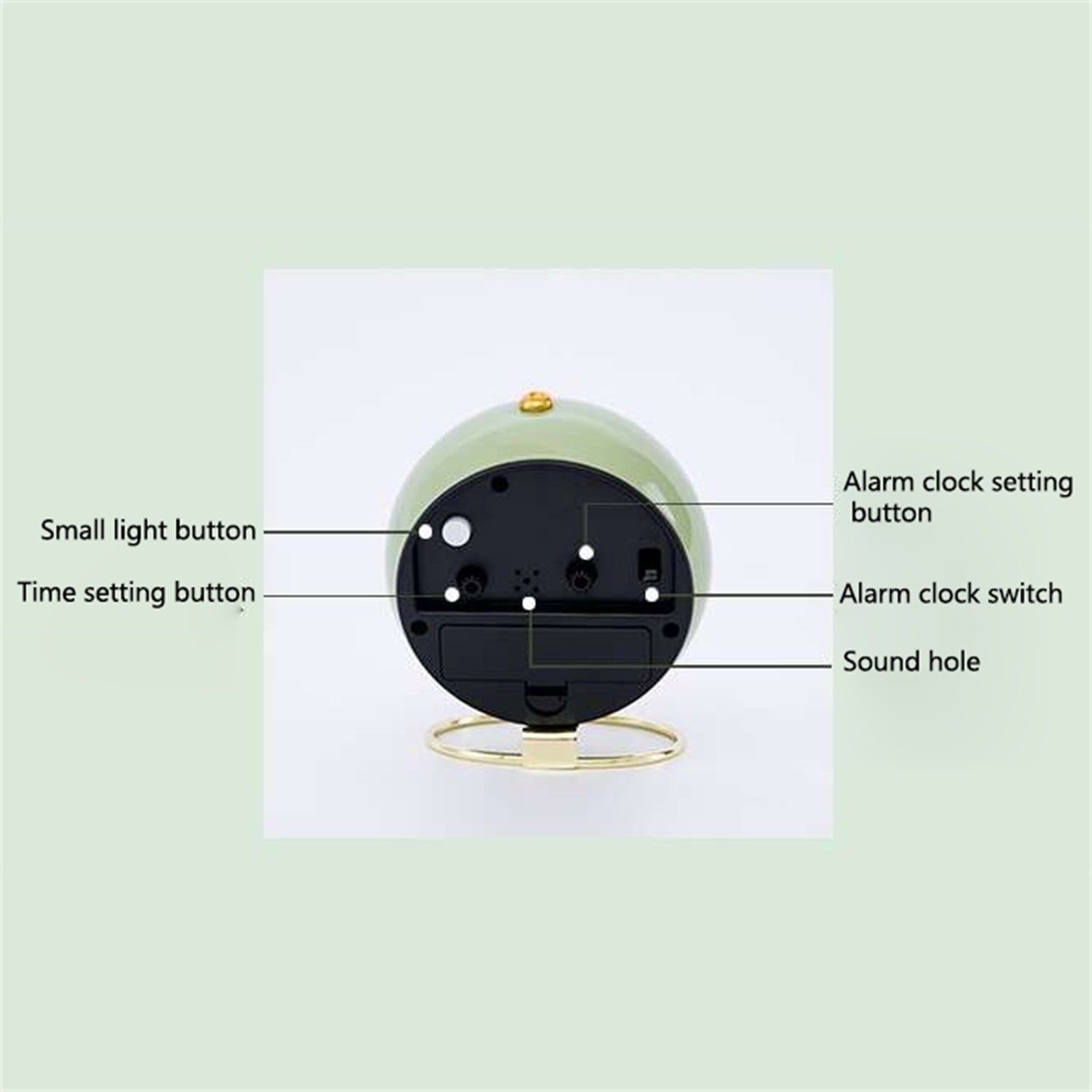 Fdelink Alarm Clock Small Desk Clocks for Shelf Bedroom Office, Table Alarm Clocks, Gold Vintage Metal Living Room Decor Clock Green