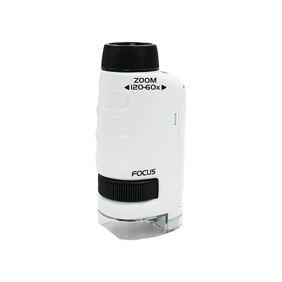 Microscope, 60x-120x Mini Scope, Pocket Miniscope for Kids, Handheld Mini Microscope for Kids Portable Set, for Educational Science with LED Light (White)