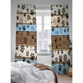 thumbnail image 3 of Sheer Curtains 108 Inches Long 2 Panels Set for Living Room, Blue Brown Paw Prints Semi Sheer Curtains for Windows, Vintage Farmhouse Country Wood Grain Voile Window Treatments Rod Pocket Curtain, 3 of 7
