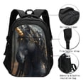 thumbnail image 3 of Balery Black And Gold White Horse Mochila con carga USB para hombre y mujer - Mochila impermeable y antirrobo para portátil con puerto USB para viajes, trabajo, estudios y universidad, 3 of 7