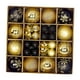 thumbnail image 1 of Juego de 44 adornos navideños con forma de bola, irrompibles, para árbol de Navidad. Oro negro, 1 of 9