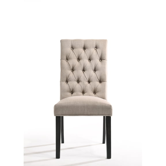 Morland Tan Linen & Vintage Black Finish Side Chair (Set of 2)