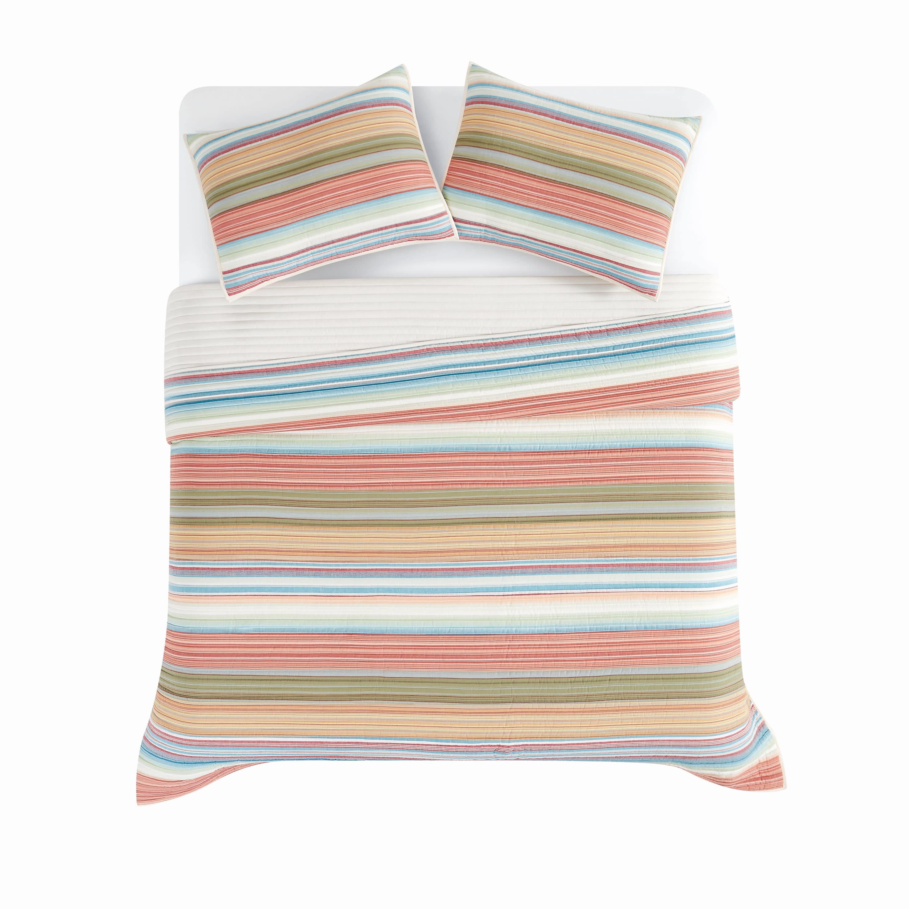 Oceanfront Resort Palm Beach Yarn Dye Stripe 3 Piece King Quilt Set, Coastal and Nautical Themed, Oeko-TEX Certified Confidence