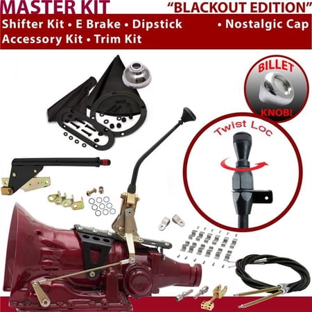 American Shifter C6 Shifter Kit Black 10 in. E Brake Cable Clamp Clevis Trim Kit Dipstick for EED7B