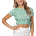 thumbnail image 2 of HTOOQ Ribbed Crop Top for Women Summer Ruched Crop Tops with Drawstring Scoop Neck T Shirts for Women, 2 of 7
