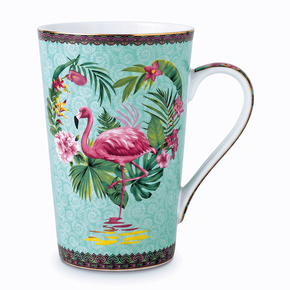 Bone China Coffee Mug 14 oz Tall Floral Tea Cup with Handle, Elegant Ceramic Coffee Cup for Women Mom, Birthday Christmas Gifts for Friends Family, Dishwasher Microwave Safe