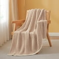thumbnail image 3 of Snuggle Sac Waffle Knit Throw Blanket Reversible Textured Blanket Fuzzy Microfiber Throw,Beige,50*60", 3 of 5