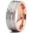 thumbnail image 2 of Metal Masters Mens Hammered Grooved Tungsten Carbide Wedding Band Ring Silver Rosegold-tone Comfort-Fit 8mm, 2 of 6