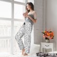 thumbnail image 4 of Uemuo Black White Music Pattern Women's Wide Leg Palazzo Lounge Pants with Pockets Light Weight Loose Comfy Casual Pajama Pants-Small, 4 of 9