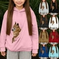thumbnail image 3 of FUZHIQ Kangaroo Pouch Hoodie for Girl Solid Pocket Dog Pouch Sweatshirts Pet Carrier Pullover Animal Holder Long Sleeve Tops for 9-10 Years, 3 of 8